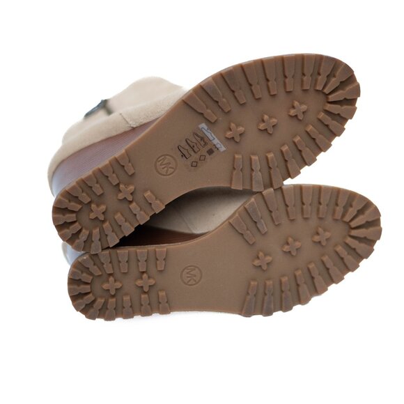 MICHAEL MICHAEL KORS Womens 7 M Beige Evelyn Round Toe Wedge Leather Booties - Picture 15 of 15
